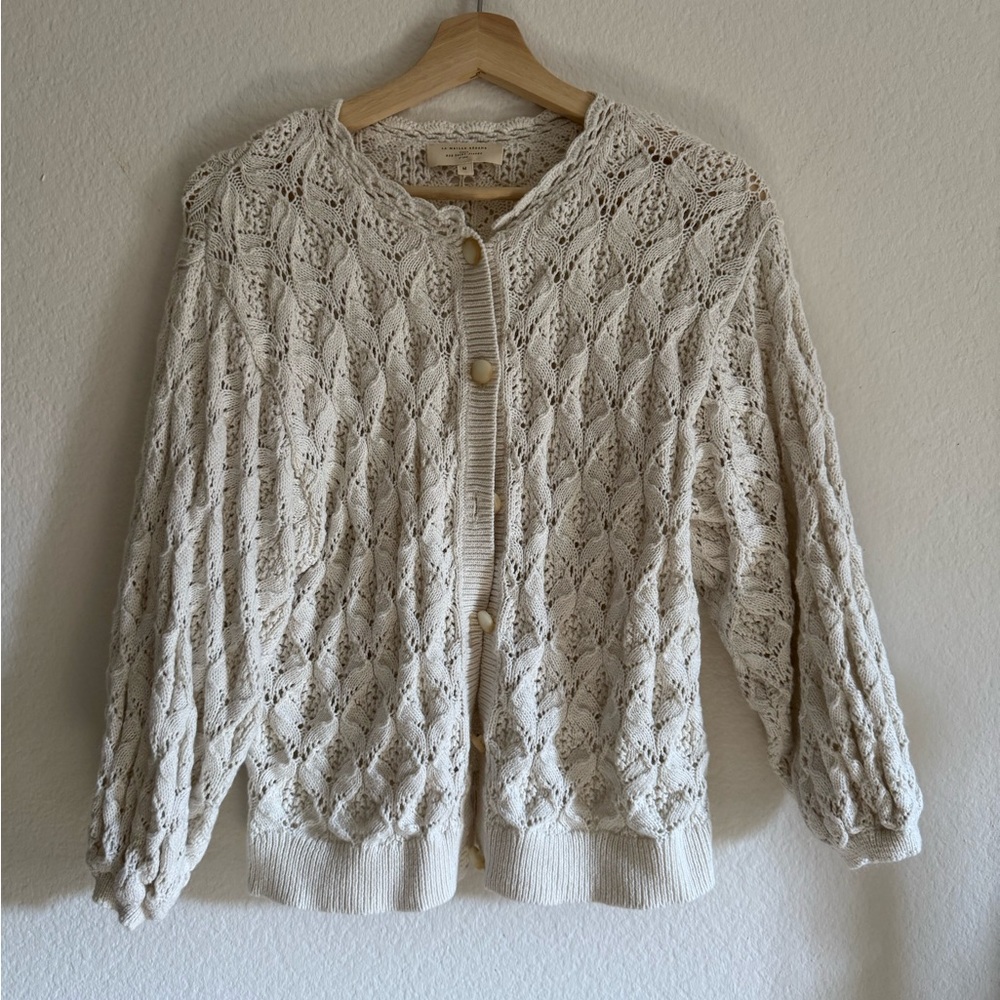 Sezane Cream Lace Cardigan